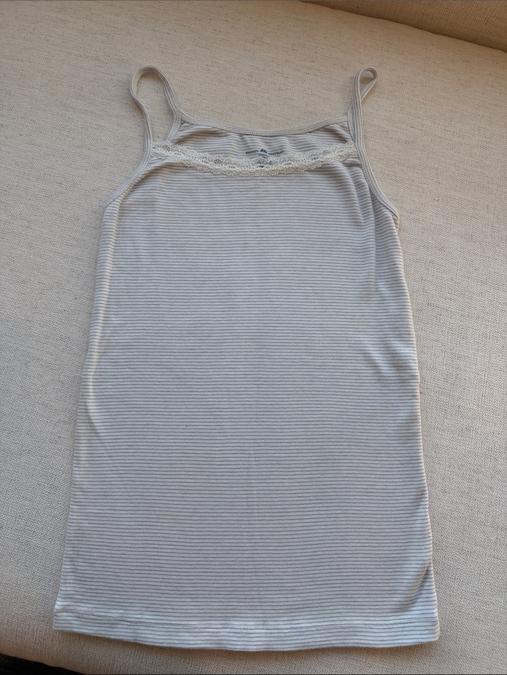 Brandy Melville Light Gray Striped Lace-Trim Cami